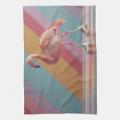 Whimsical Pink Flamingo on Roller Skates Theedoek (Verticaal)