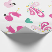 Whimsical Pink Flamingo patroon Cadeaupapier (Hoek)