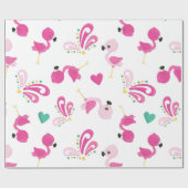 Whimsical Pink Flamingo patroon Cadeaupapier (Vlak)