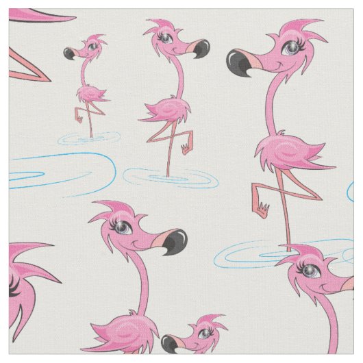Whimsical Pink Flamingo patroon Stof (Close Up)
