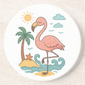 Whimsical Pink Flamingo Sandstone Onderzetter (Voorkant)