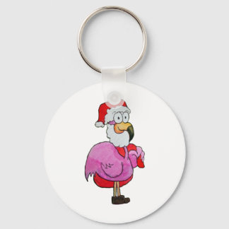 Whimsical Pink Flamingo Santa W/Speelgoed Bag Pet Sleutelhanger