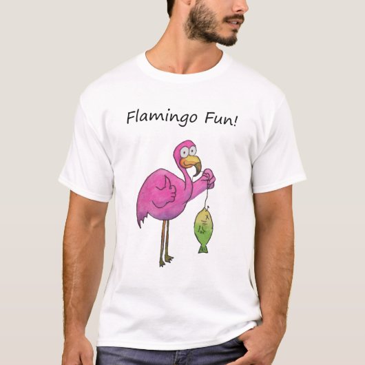 Whimsical Pink Flamingo Vist Good Catch T-shirt (Voorkant)