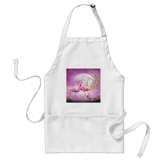 Whimsical Pink Flamingos Apron Standaard Schort (Voorkant)