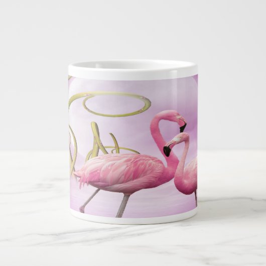 Whimsical Pink Flamingos Jumbo Mok (Voorkant)
