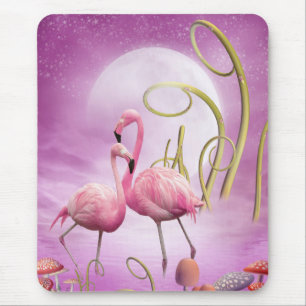 Whimsical Pink Flamingos Mousepad Muismat