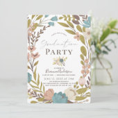 Whimsical Pink Floral Afstuderen Kaart (Staand voorkant)