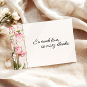 Whimsical Pink Floral Art Nouveau Wedding   Bedankkaart