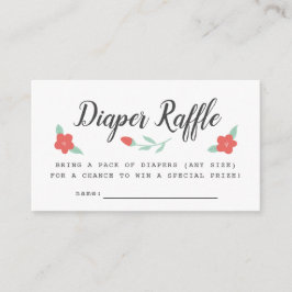 Whimsical Pink Floral Diaper Raffle Ticket Informatiekaartje
