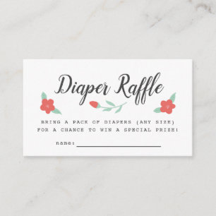 Whimsical Pink Floral Diaper Raffle Ticket Informatiekaartje