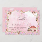 Whimsical Pink Floral Fairy 1e verjaardag Kaart (Voorkant / Achterkant)