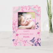 Whimsical Pink Floral Moederdag Feestdagen Kaart (Voorkant)