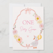 Whimsical Pink Floral One Silly Goose 1st Birthday Kaart (Achterkant)