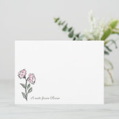 Whimsical Pink Floral Personalized Stationery Bedankkaart (Staand voorkant)