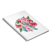 Whimsical Pink Floral Zee Schildpad Notitieboek (Rechterzijde)