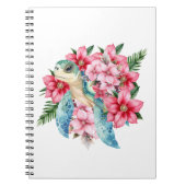 Whimsical Pink Floral Zee Schildpad Notitieboek (Voorkant)