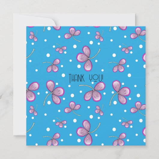 Whimsical Pink Flower Bedankt briefkaart (Voorkant)