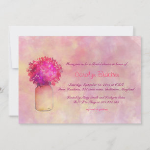 Whimsical Pink Flower/Masonjar-Vrijgezellenfeest k Kaart