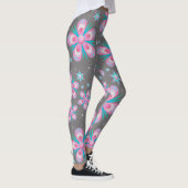 Whimsical Pink Flowers Texture Yoga Leggings (Rechts)