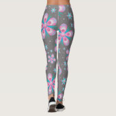 Whimsical Pink Flowers Texture Yoga Leggings (Achterkant)