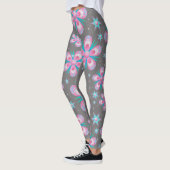 Whimsical Pink Flowers Texture Yoga Leggings (Links)