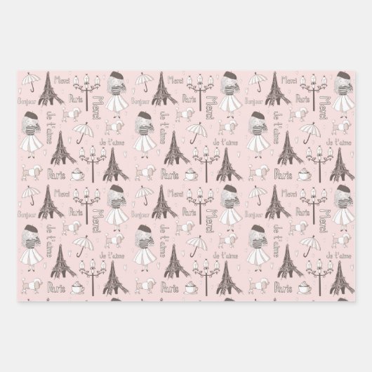 Whimsical Pink French Inpakpapier Vel (Voorkant)