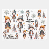 Whimsical Pink Girly Artistic Christmas Inpakpapier Vel (Voorkant)