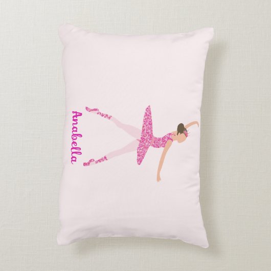 Whimsical Pink Glitter Ballerina Look Accent Kussen (Achterkant (Verticaal))