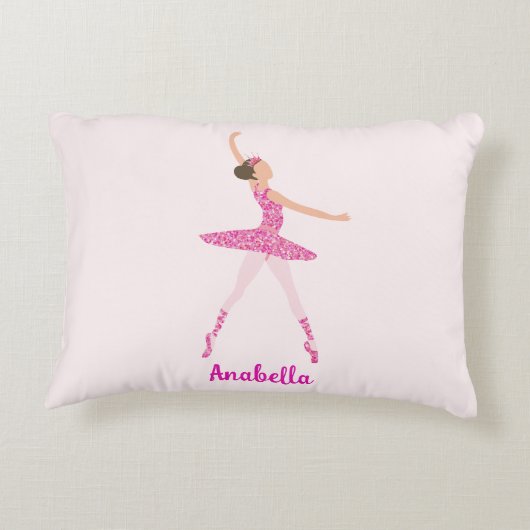 Whimsical Pink Glitter Ballerina Look Accent Kussen (Achterkant)