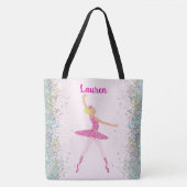 Whimsical Pink Glitter Ballerina Look Tote Bag (Voorkant)