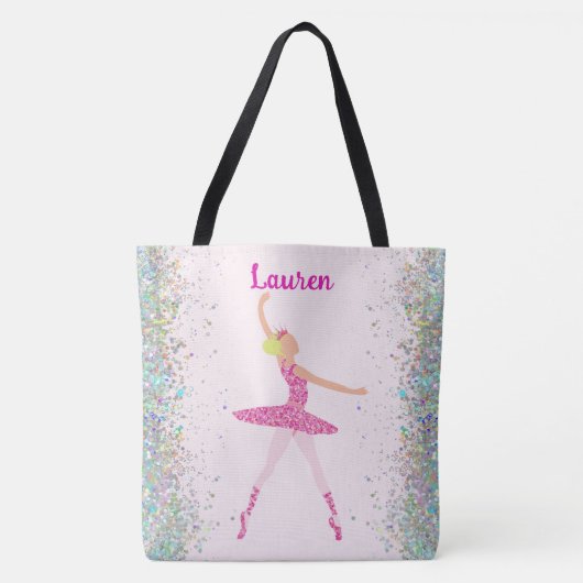 Whimsical Pink Glitter Ballerina Look Tote Bag (Voorkant)