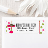 Whimsical Pink & Green Bakery Retourlabel Etiket (Insitu)