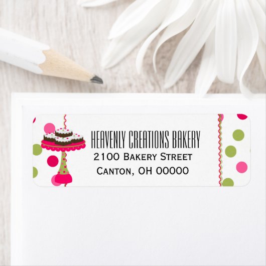 Whimsical Pink & Green Bakery Retourlabel Etiket (Insitu)