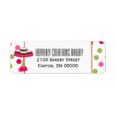Whimsical Pink & Green Bakery Retourlabel Etiket (Voorkant)