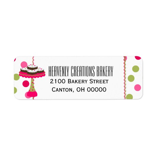 Whimsical Pink & Green Bakery Retourlabel Etiket (Voorkant)