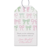 Whimsical Pink & Green Bows Baby shower Favoriet T