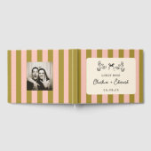 Whimsical Pink Green Striped Scribble wedding Gastenboek (Volledig)