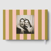 Whimsical Pink Green Striped Scribble Wedding Gastenboek (Achterkant)