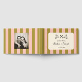 Whimsical Pink Green Striped Scribble Wedding Gastenboek (Volledig)