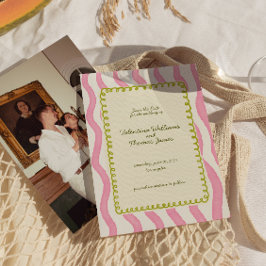 Whimsical Pink & Green Wedding Sla de datum op Kaart