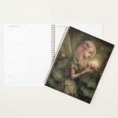 Whimsical Pink-Haired Fairy and Lotus Flower Planner (Display)