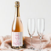 Whimsical Pink Hand Drawn Cocktail 30ste verjaarda Wijn Etiket