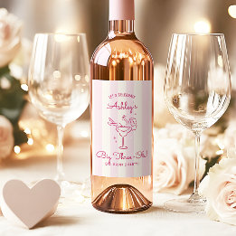 Whimsical Pink Hand Drawn Cocktail 30ste verjaarda Wijn Etiket