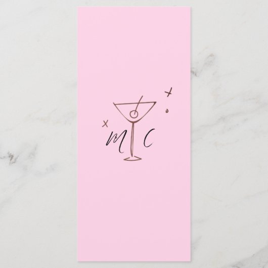 Whimsical Pink Hand Drawn Illustrated Wedding  Menu (Achterkant)