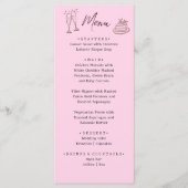 Whimsical Pink Hand Drawn Illustrated Wedding  Menu (Voorkant)