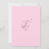Whimsical Pink Hand Drawn Illustrated Wedding  Save The Date (Achterkant)