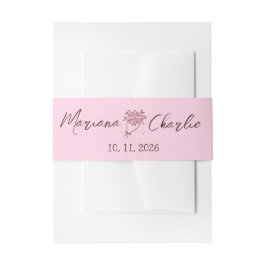 Whimsical Pink Hand Drawn Illustration Wedding  Uitnodigingen Wikkel