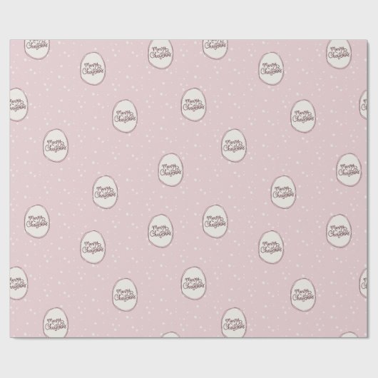 Whimsical Pink Hand-Drawn Merry Christmas Cadeaupapier (Vlak)