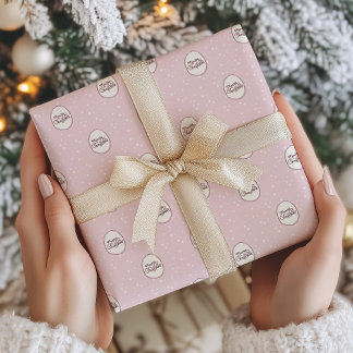 Whimsical Pink Hand-Drawn Merry Christmas Cadeaupapier