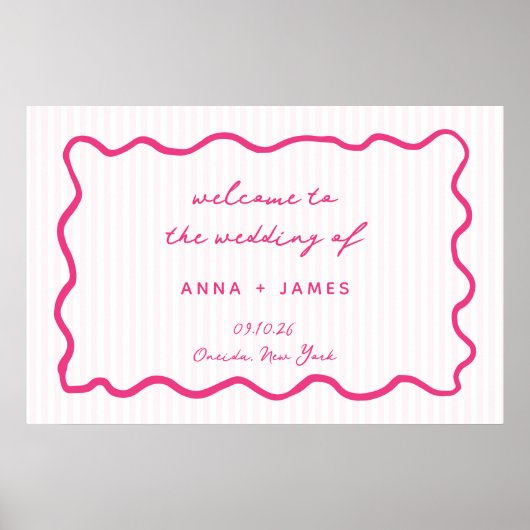 Whimsical Pink Hand Drawn Wedding Welcome Poster (Voorkant)
